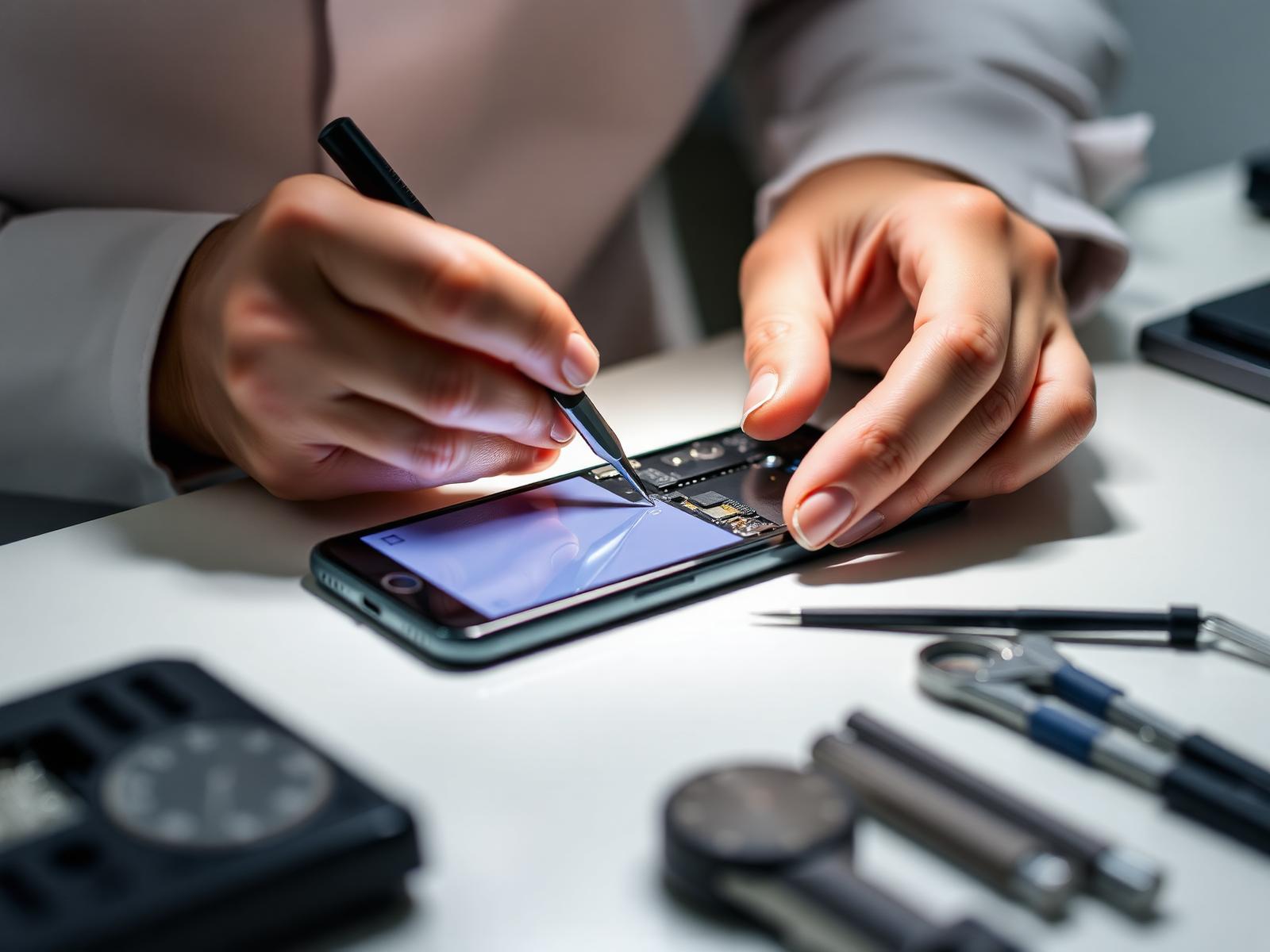 Technicien ProRepare réparant un smartphone à Lausanne